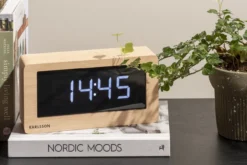 Table clock Boxed LED light wood veneer