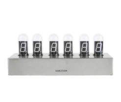 Table clock Cathode brushed steel base, White LED