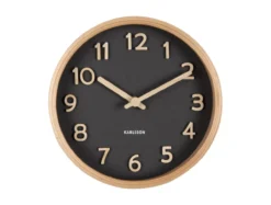 Table clock Pure wood grain black