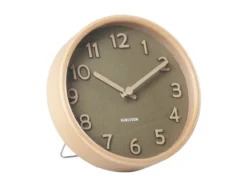 Table clock Pure wood grain moss green