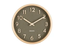 Table clock Pure wood grain moss green