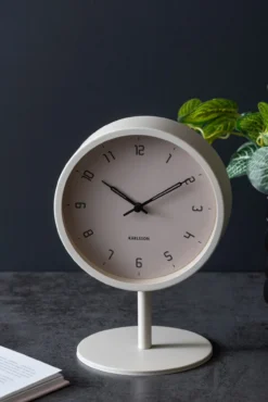 Table clock Stark iron matt warm grey
