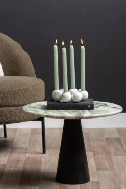 Table Force marble himalayan green, black mango wood base
