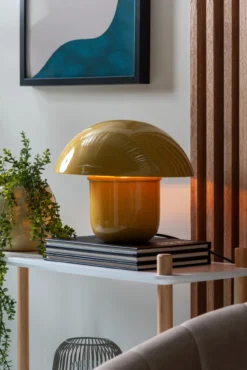 Table lamp Fat Mushroom enamel honey yellow