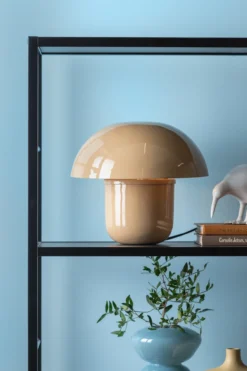 Table lamp Fat Mushroom enamel soft brown