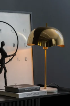 Table lamp Waved Dome brushed gold plated