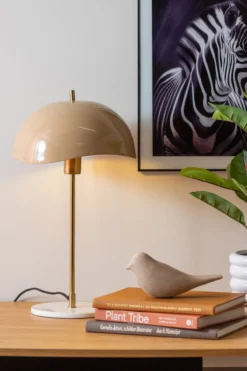Table lamp Waved Dome enamel soft brown