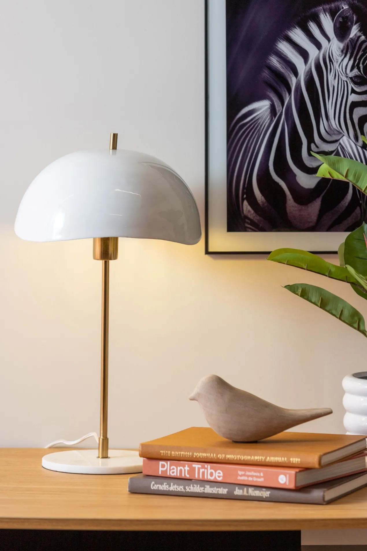 Table lamp Waved Dome enamel white
