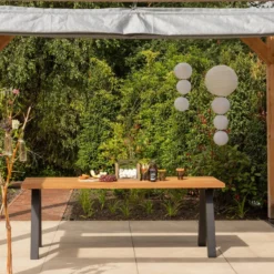 Tablo tuintafel ayous naturel met a-vorm poot metaal [fsc]