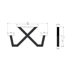 Tablo tuin x-vorm poot picknick metaal zwart - 1 stuks