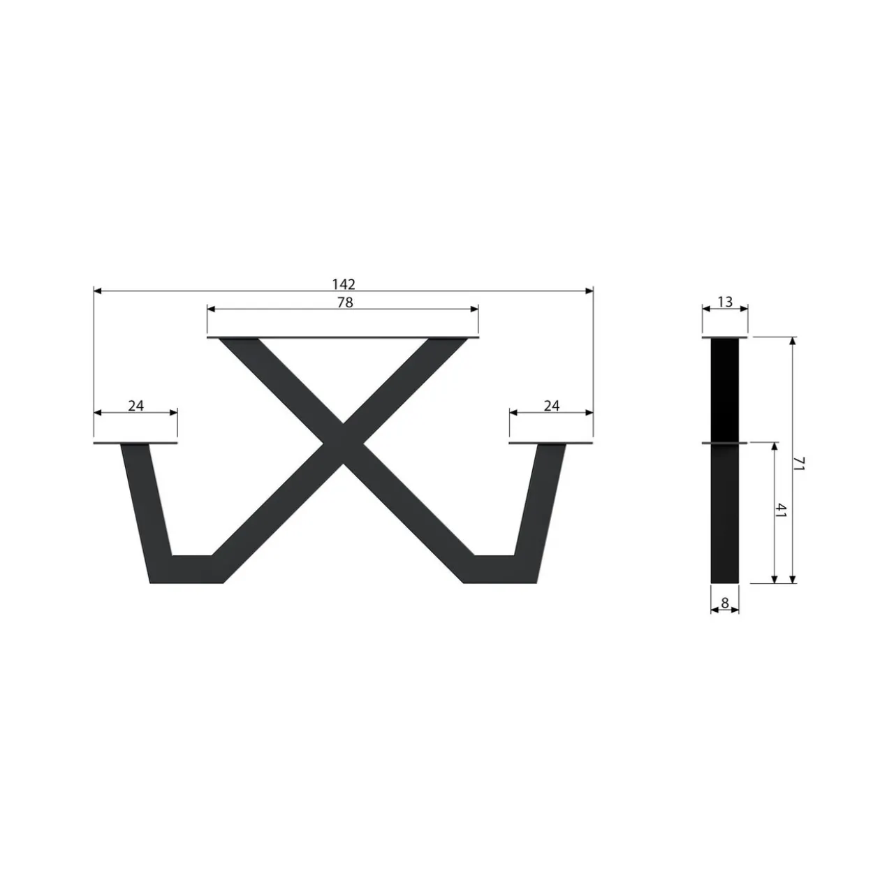 Tablo tuin x-vorm poot picknick metaal zwart - 1 stuks