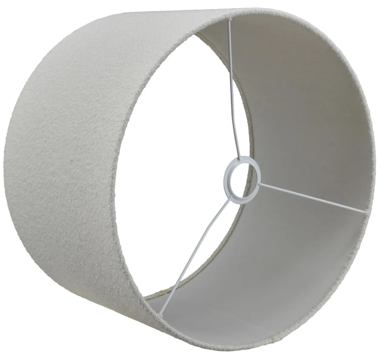 Tafellamp Capri large bronze + kap Cilinder 40x40x25cm Bouclé blanc ( witte binnenkant )