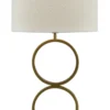 Tafellamp Capri small bronze + kap Cilinder 45x45x28cm Bouclé blanc ( witte binnenkant )
