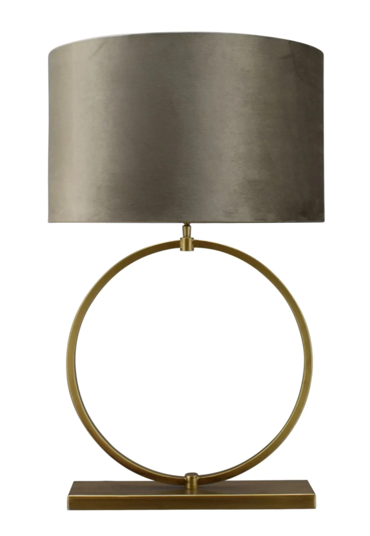 Tafellamp Devon large bronze + kap Cilinder 50x50x30cm Fendi velours earth ( gouden binnenkant )