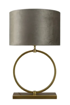 Tafellamp Devon medium bronze + kap Cilinder 40x40x25cm Fendi velours earth ( gouden binnenkant )