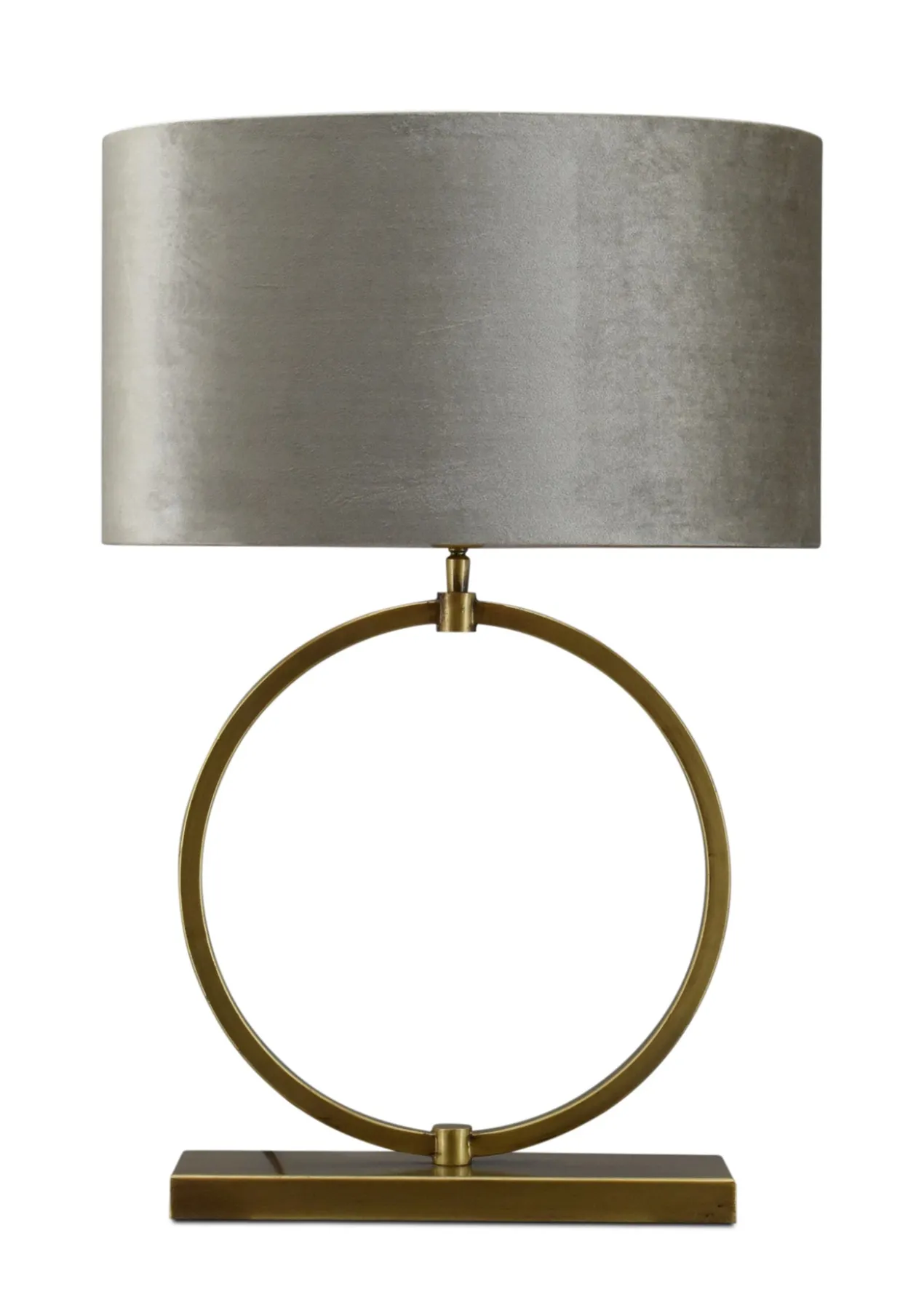 Tafellamp Devon medium bronze + kap Ovaal 45x30x25cm Fendi velours taupe ( taupe binnenkant )