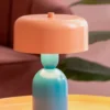 Tafellamp Double Funky - Turquoise blauw & zachtgeel