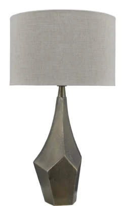 Tafellamp Faro bronze + kap 35x35x22cm Oslo linnen naturel