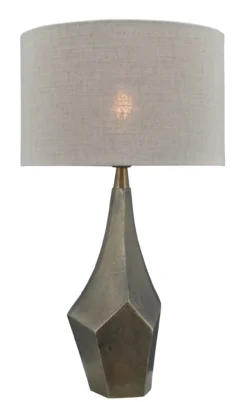 Tafellamp Faro bronze + kap 35x35x22cm Oslo linnen naturel