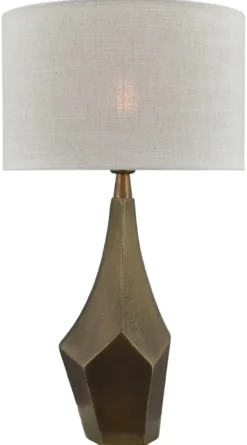 Tafellamp Faro bronze + kap 35x35x22cm Oslo linnen offwhite