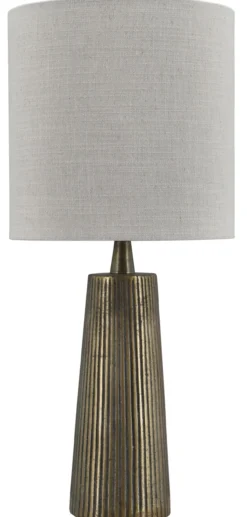 Tafellamp Firenze bronze Large + kap Cilinder 25x25x25cm Oslo linnen naturel