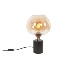 Tafellamp Fresu 1-Lichts brons/amber