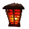 Tafellamp houten trapeze mand met zoutsteenbrokken