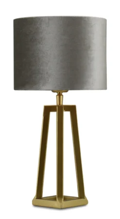 Tafellamp Lorenzo small gold + kap Cilinder 20x20x15cm Fendi velours taupe ( taupe binnenkant )