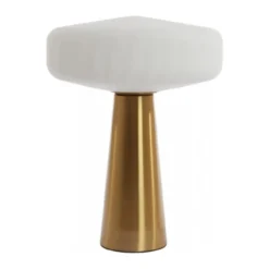 Tafellamp Pleat mat wit glas en goud 53 cm