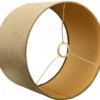 Tafellamp Rico groot brons + kap 35/35/22 Alice velours bruin ( gouden binnenkant )