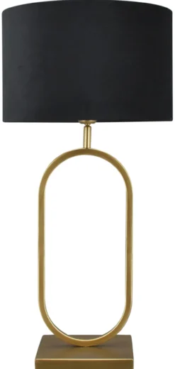 Tafellamp Rico groot brons + kap 35/35/22 Alice velours zwart ( gouden binnenkant )