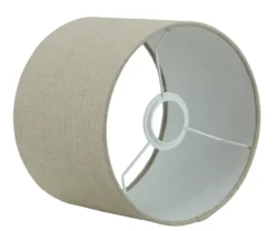 Tafellamp Rico groot brons + kap 35/35/22 Naturel linnen ( witte binnenkant )