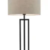 Tafellamp Roma zwart groot + kap Cilinder 35x35x22cm Linnen naturel