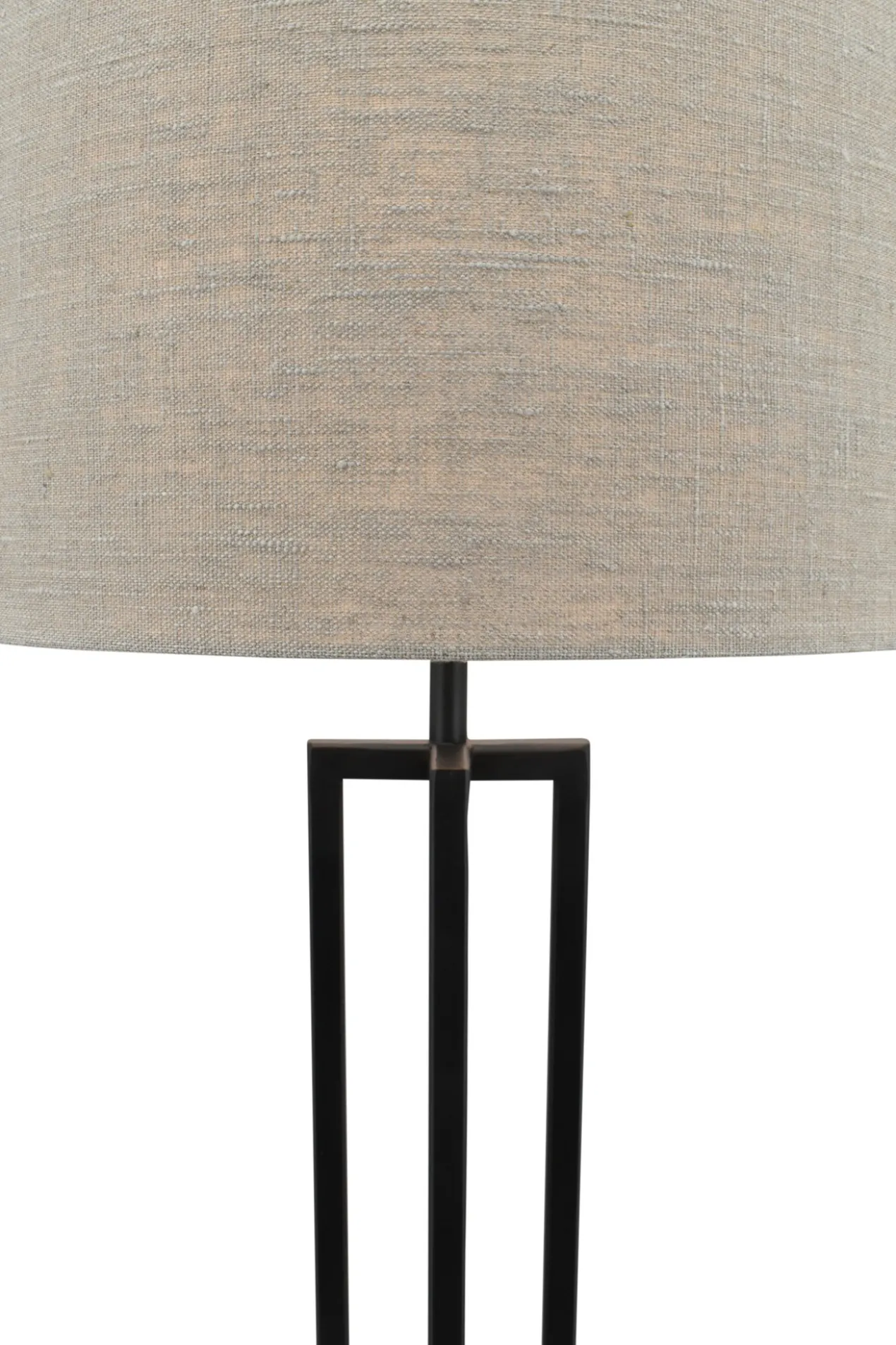 Tafellamp Roma zwart groot + kap Cilinder 35x35x22cm Linnen naturel
