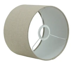 Tafellamp Roma zwart groot + kap Cilinder 35x35x22cm Linnen naturel