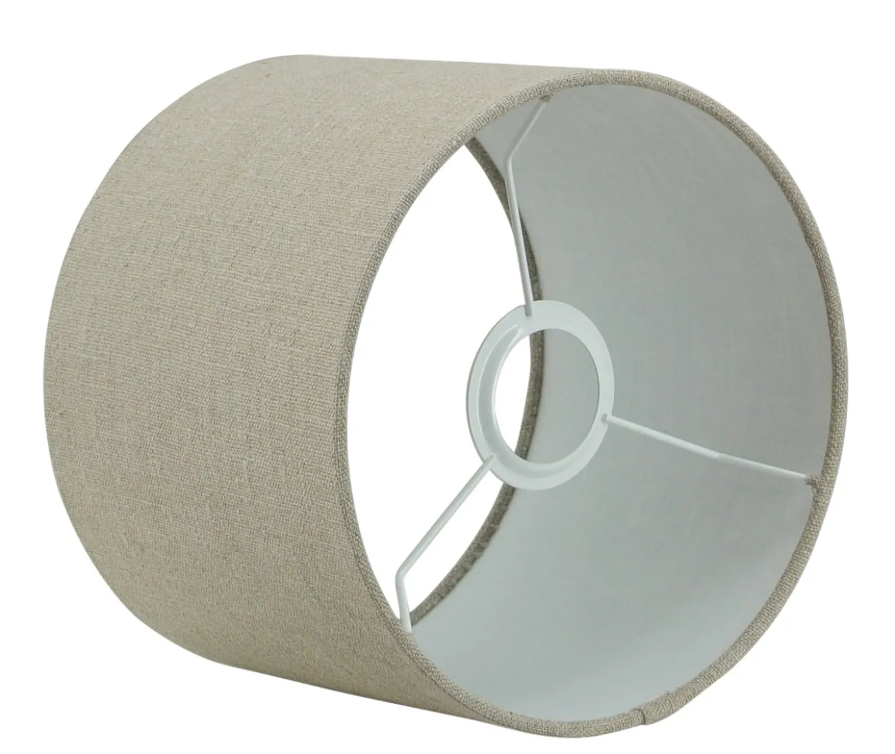 Tafellamp Roma zwart groot + kap Cilinder 35x35x22cm Linnen naturel