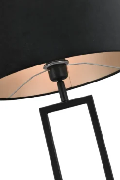 Tafellamp Veneto groot zwart + kap 35/35/22 Alice velours zwart ( taupe binnenkant )