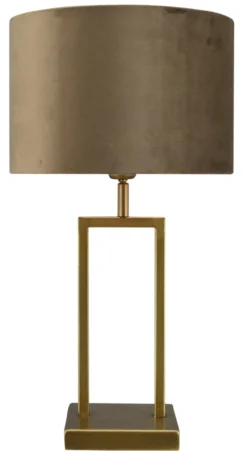 Tafellamp Veneto klein brons + kap 30/30/20 Alice velours bruin ( gouden binnenkant )
