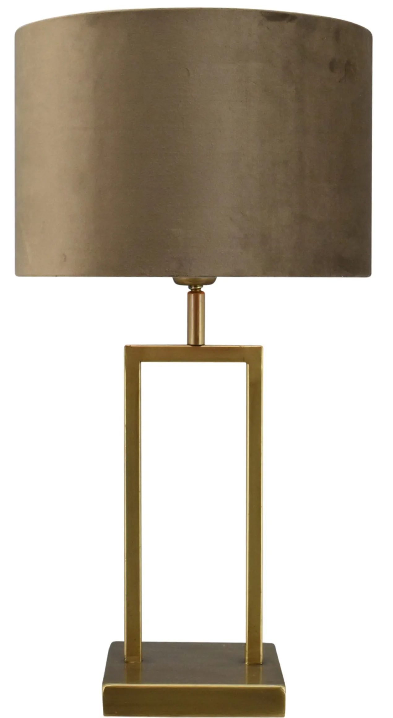 Tafellamp Veneto klein brons + kap 30/30/20 Alice velours bruin ( gouden binnenkant )