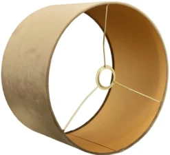 Tafellamp Veneto klein brons + kap 30/30/20 Alice velours bruin ( gouden binnenkant )