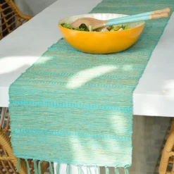 Tafelloper Vetiver 200x35 cm celeste/naturel