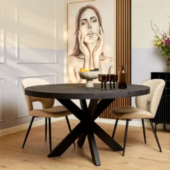 Tafel Maas Rond Zwart Maat 130