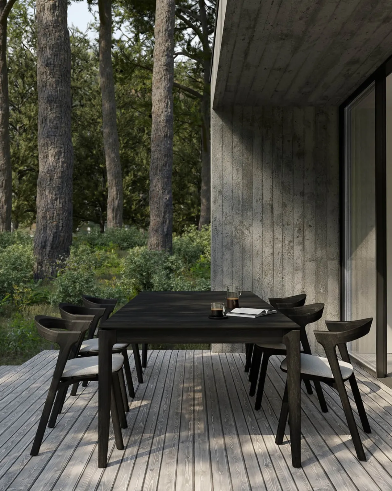 Teak Bok tuintafel - zwart - 200x100