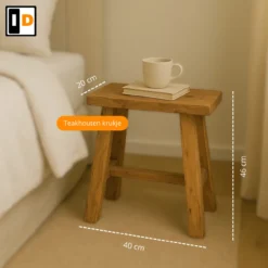 Teakhouten krukje 40 cm naturel