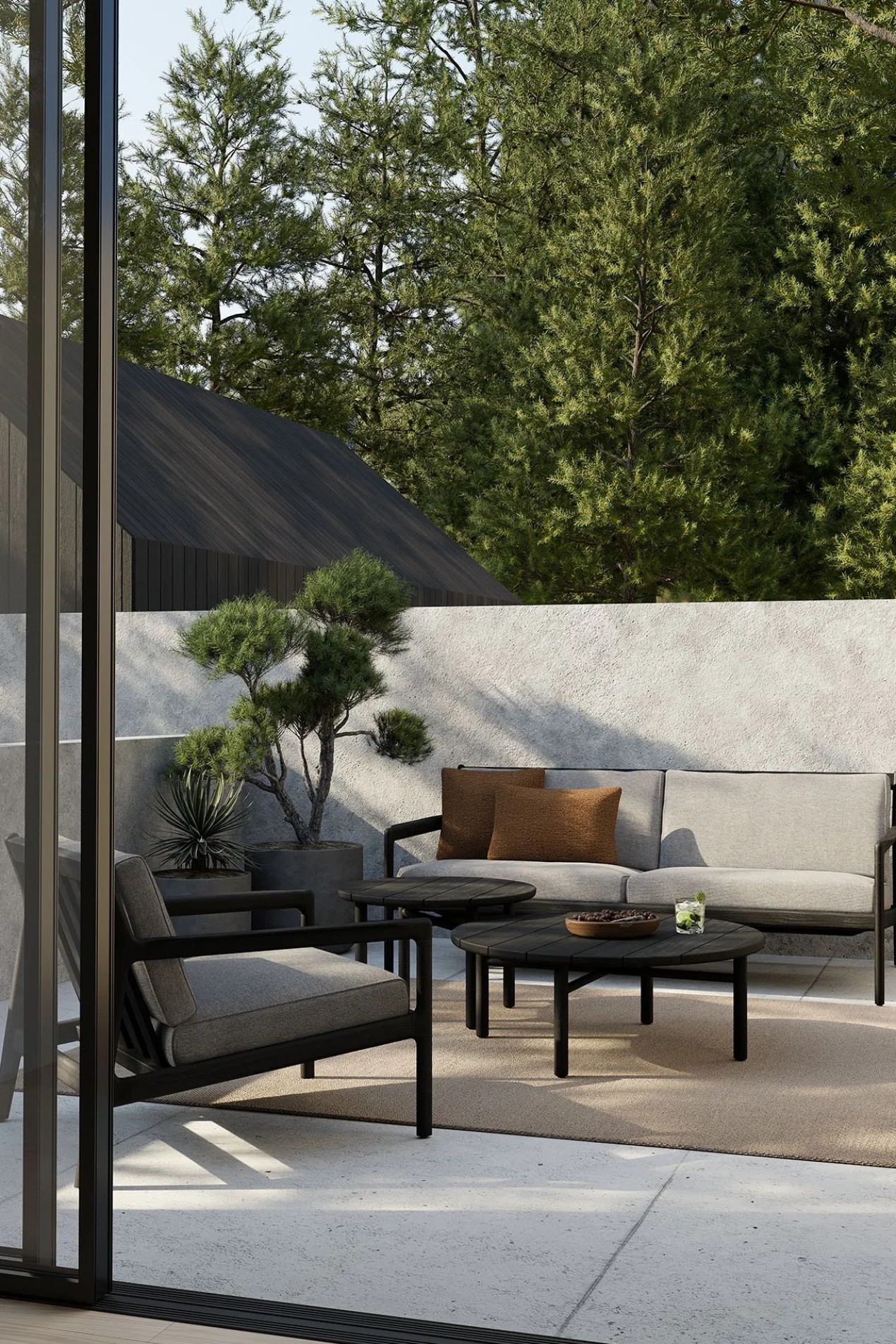 Teak Jack lounge chair - zwart - outdoor - off white
