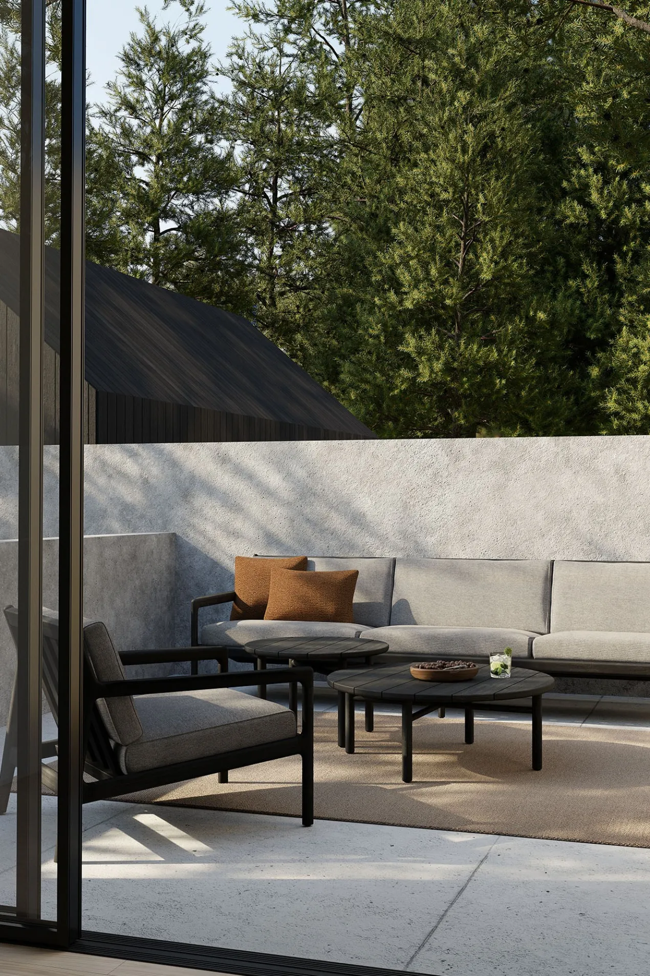 Teak Jack sofa 265 - outdoor - zwart - off white