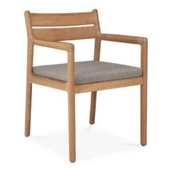 Teak Jack stoel met armleuning - outdoor - met mocha kussen