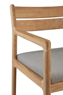 Teak Jack stoel met armleuning - outdoor - met mocha kussen