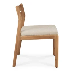 Teak Jack stoel zonder armleuning - outdoor - met naturel kussen