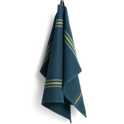 Theedoek Canteen organic green/yellow block stripe